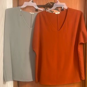 2 Entro brand shirts - sage/burnt orange 1x